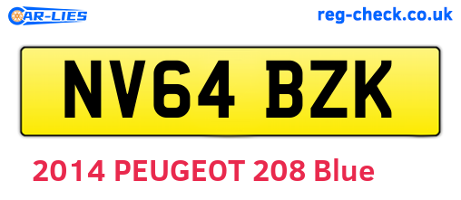 NV64BZK are the vehicle registration plates.