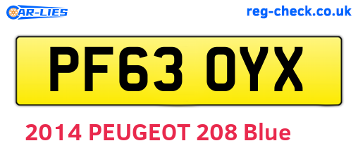 PF63OYX are the vehicle registration plates.