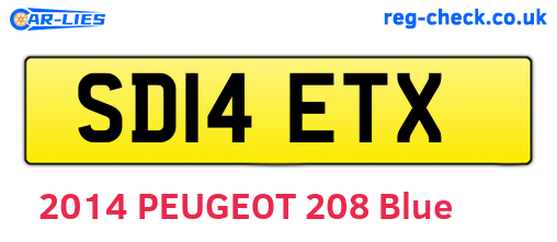SD14ETX are the vehicle registration plates.