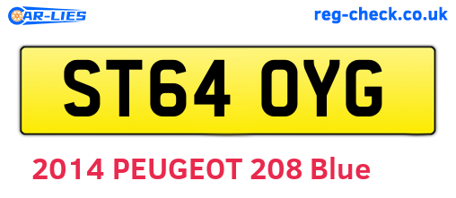 ST64OYG are the vehicle registration plates.