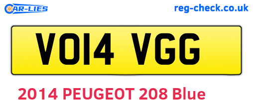 VO14VGG are the vehicle registration plates.