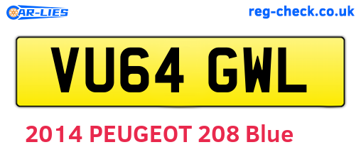 VU64GWL are the vehicle registration plates.