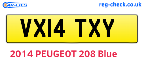 VX14TXY are the vehicle registration plates.
