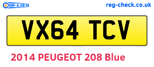 VX64TCV are the vehicle registration plates.