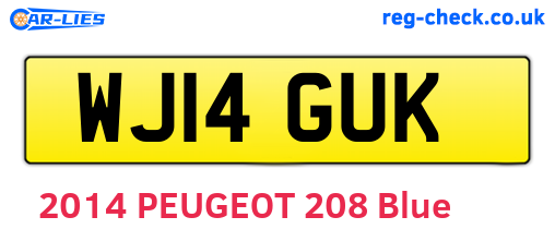 WJ14GUK are the vehicle registration plates.