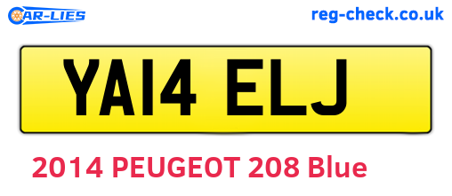 YA14ELJ are the vehicle registration plates.