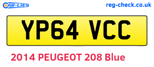 YP64VCC are the vehicle registration plates.
