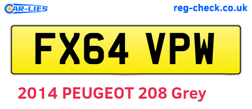 FX64VPW are the vehicle registration plates.
