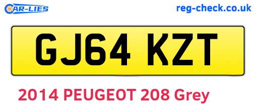 GJ64KZT are the vehicle registration plates.