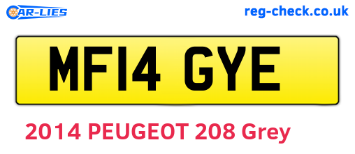 MF14GYE are the vehicle registration plates.