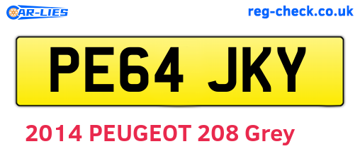PE64JKY are the vehicle registration plates.