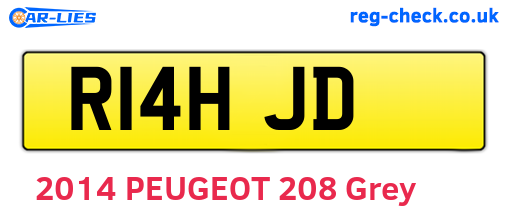 R14HJD are the vehicle registration plates.