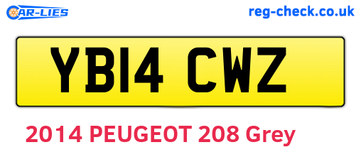 YB14CWZ are the vehicle registration plates.