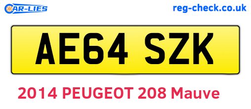 AE64SZK are the vehicle registration plates.