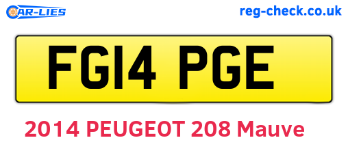 FG14PGE are the vehicle registration plates.