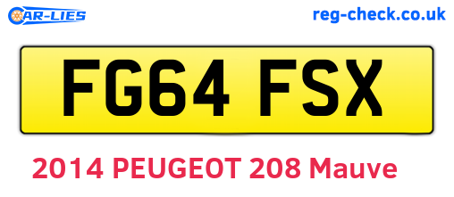 FG64FSX are the vehicle registration plates.