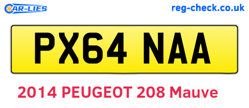 PX64NAA are the vehicle registration plates.