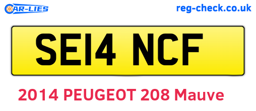 SE14NCF are the vehicle registration plates.