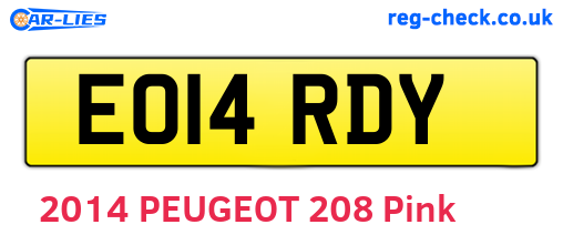 EO14RDY are the vehicle registration plates.