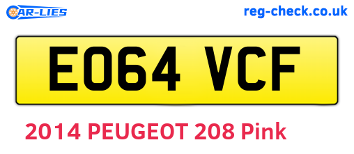 EO64VCF are the vehicle registration plates.