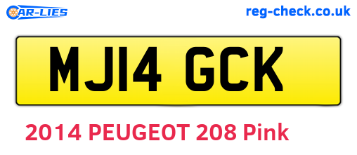 MJ14GCK are the vehicle registration plates.