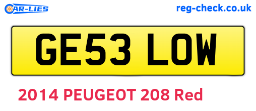GE53LOW are the vehicle registration plates.