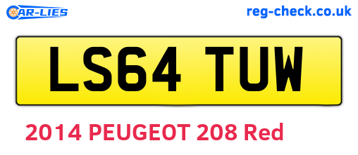 LS64TUW are the vehicle registration plates.