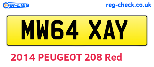 MW64XAY are the vehicle registration plates.