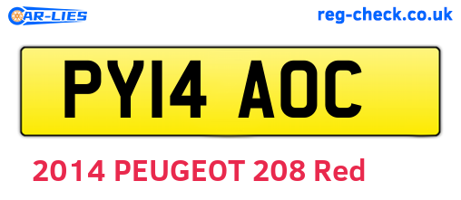 PY14AOC are the vehicle registration plates.