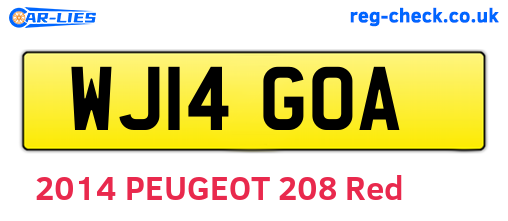 WJ14GOA are the vehicle registration plates.