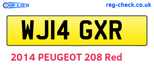 WJ14GXR are the vehicle registration plates.