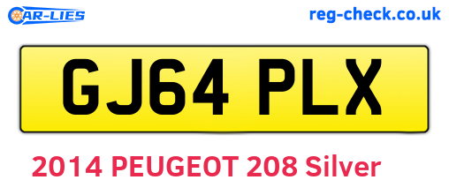 GJ64PLX are the vehicle registration plates.