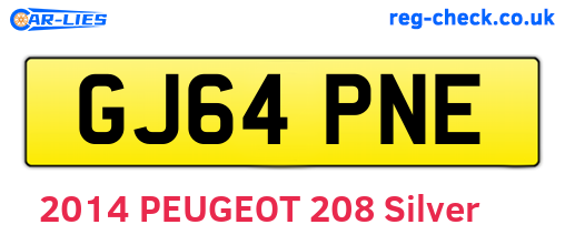 GJ64PNE are the vehicle registration plates.