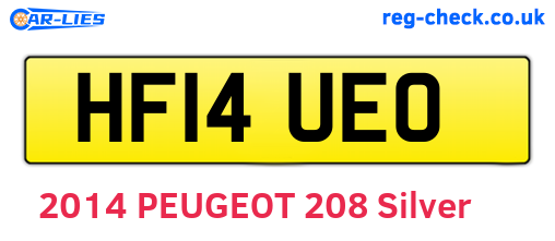 HF14UEO are the vehicle registration plates.