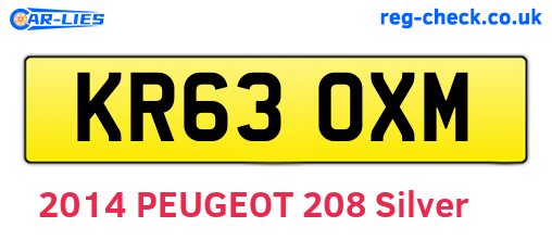 KR63OXM are the vehicle registration plates.