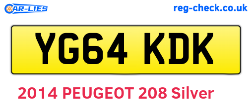 YG64KDK are the vehicle registration plates.