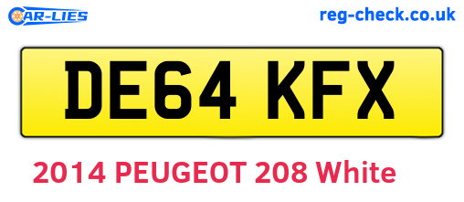 DE64KFX are the vehicle registration plates.