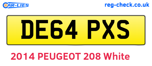 DE64PXS are the vehicle registration plates.