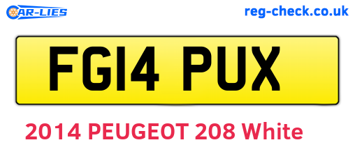 FG14PUX are the vehicle registration plates.