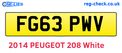 FG63PWV are the vehicle registration plates.