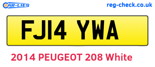 FJ14YWA are the vehicle registration plates.