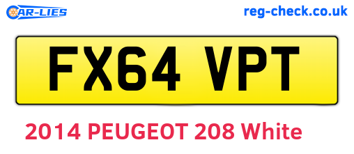 FX64VPT are the vehicle registration plates.