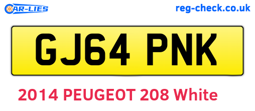 GJ64PNK are the vehicle registration plates.