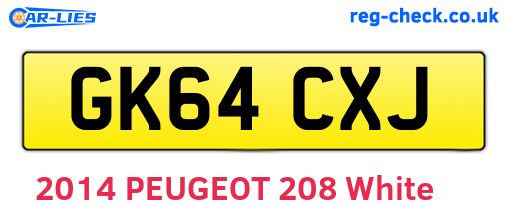 GK64CXJ are the vehicle registration plates.