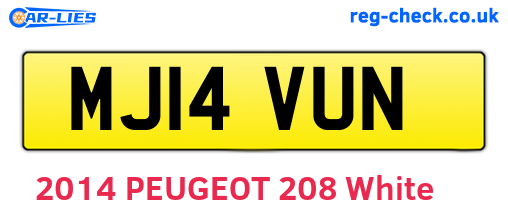 MJ14VUN are the vehicle registration plates.