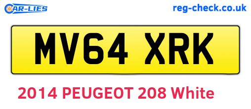 MV64XRK are the vehicle registration plates.