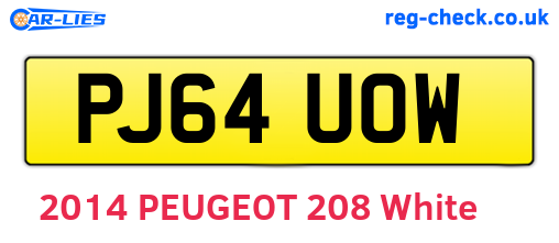 PJ64UOW are the vehicle registration plates.