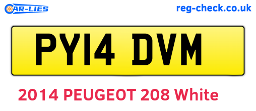 PY14DVM are the vehicle registration plates.