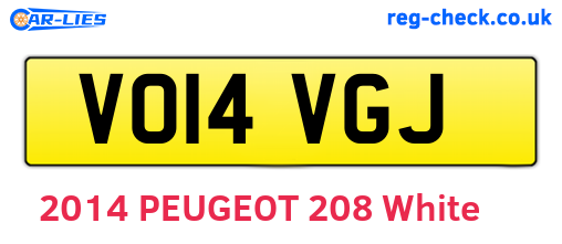 VO14VGJ are the vehicle registration plates.