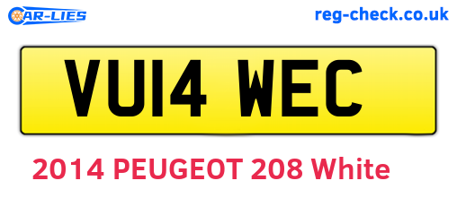 VU14WEC are the vehicle registration plates.